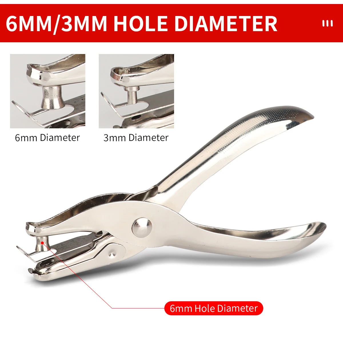 Onnfang Hole Puncher Metal Pore 3/6mm Diameter Single Punch Pliers Hand Hand Paper Scrapbooking Punches Tools