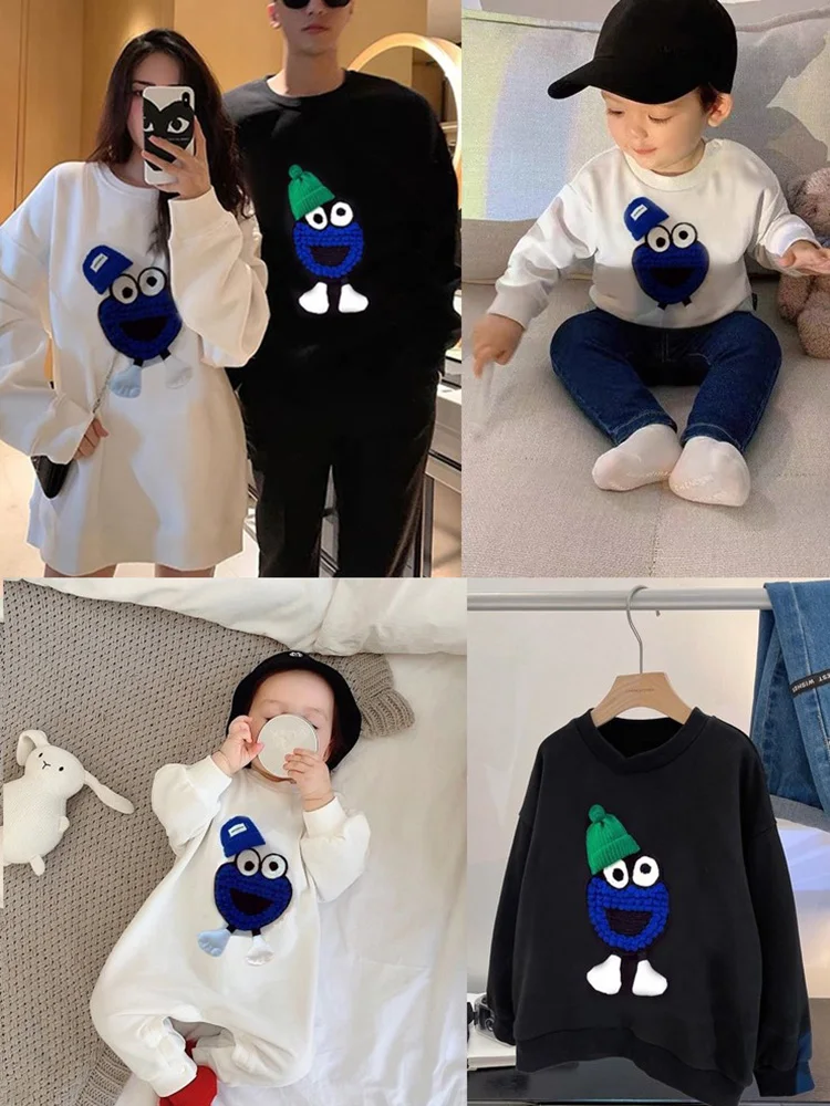 

Parent-child Autumn Clothes Mother and Daughter Cartoon Embroidery Long-sleeved Cotton Sweater Mother-child Baby Onesie