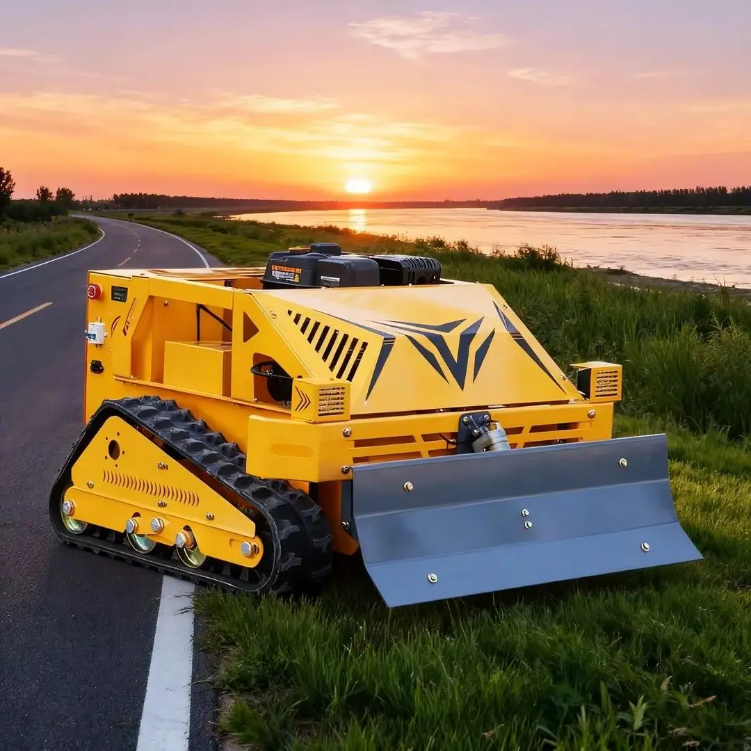

Customized Remote Control Crawler Flail Lawn Mower Home Lawn Trimmer with Free Blades and Snow Shovel Attachment