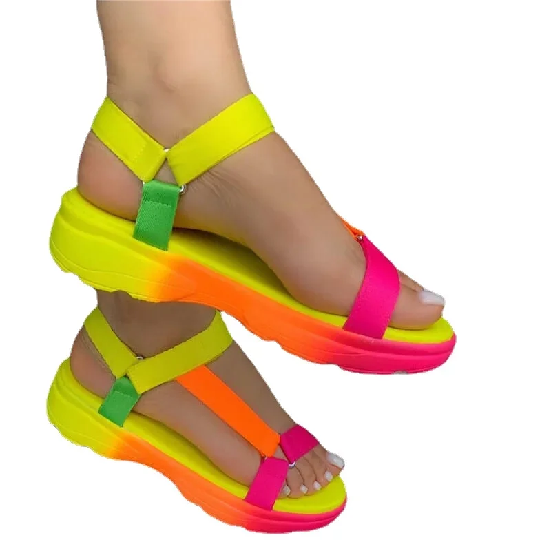 Zapatos de playa para mujer, sandalias informales antideslizantes, multicolor, a la moda, sólidas, con punta abierta, cómodas para el día a día, 2022