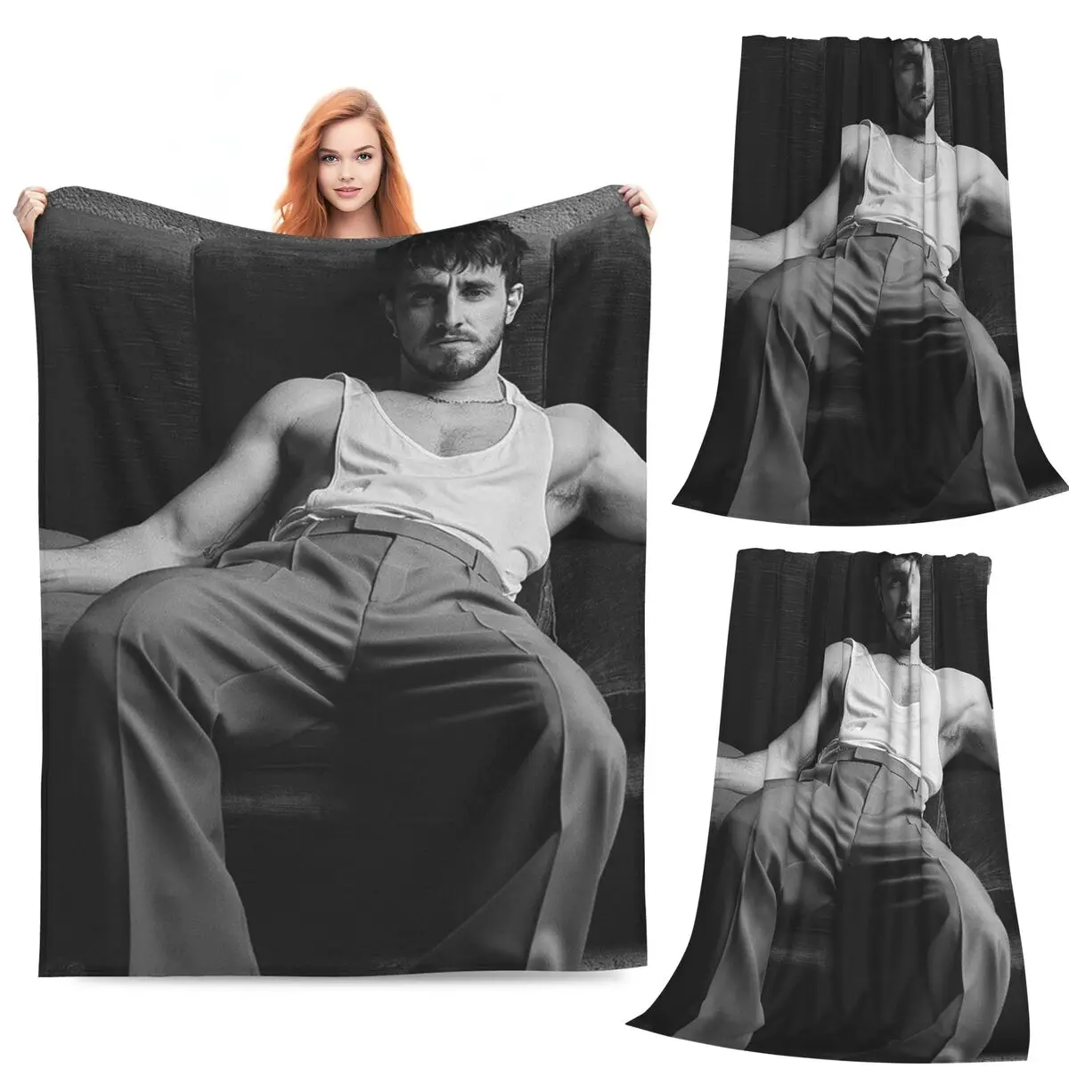 

Paul Mescal Retro Style Blanket Soft Warm Flannel Throw Blanket Bedspread for Bed Living room Picnic Travel Home Sofa