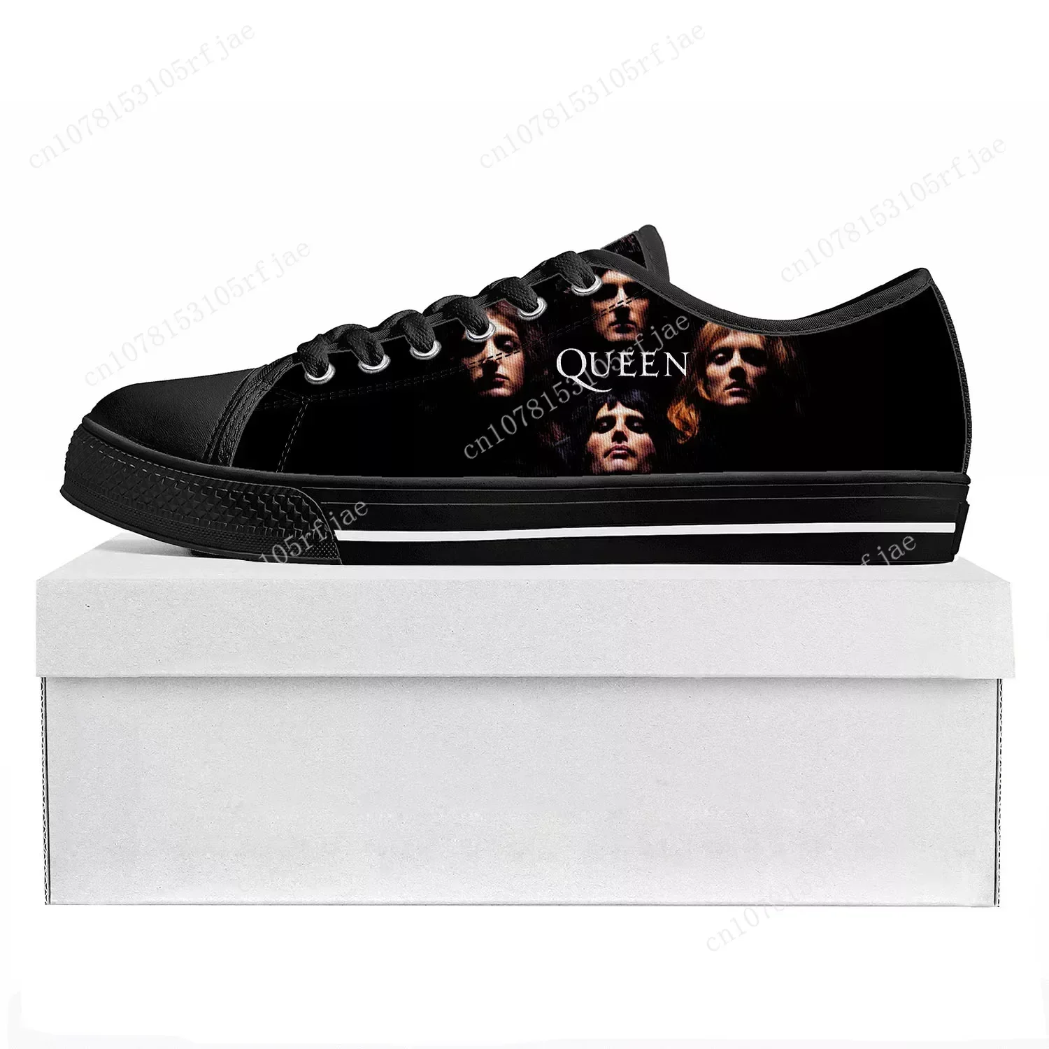 Queen Rock Band-Zapatillas de lona de alta calidad para hombre y mujer, calzado informal, personalizado, color negro