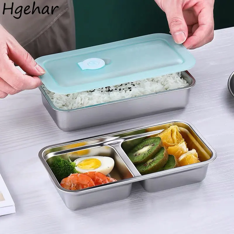 Stainless Steel Food Storage Container Refrigerator Sealed Boxes Fruit Rice Bento Organization Eco-friendly Tableware Household