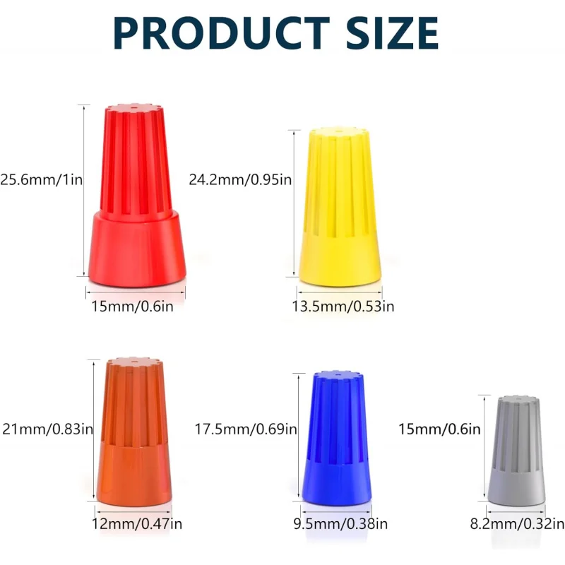 25개 와이어 너트, 와이어 캡, 스프링 포함 소형 와이어 너트 모음 키트, 10-22 AWG 게이지 전선용 전기 와이어 커넥터