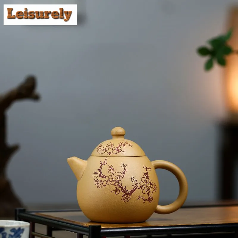 250ml Yixing Purple Clay Teapots Handmade Plum Blossom Dragon Egg Pot Raw Ore Section Mud Kettle With Infuser Zisha Tea Set Gift