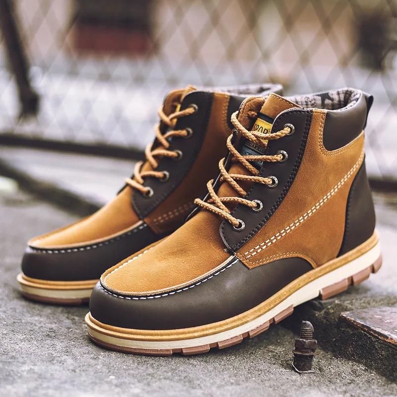 

Winter Genuine Leather Men's Boots Thick Fur Warm Ankle Boots Working Men Footwear Waterproof Snow Boots Plus Size2021