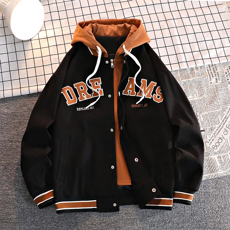 Chất Lượng Cao Varsity Áo Khoác Đồng Phục Bóng Chày Nam Thu Đông Mới Hợp Thời Trang Thương Hiệu Toàn Phù Hợp Với Sinh Viên Mũ Trùm Đầu Plus Kích Thước áo Khoác Nữ