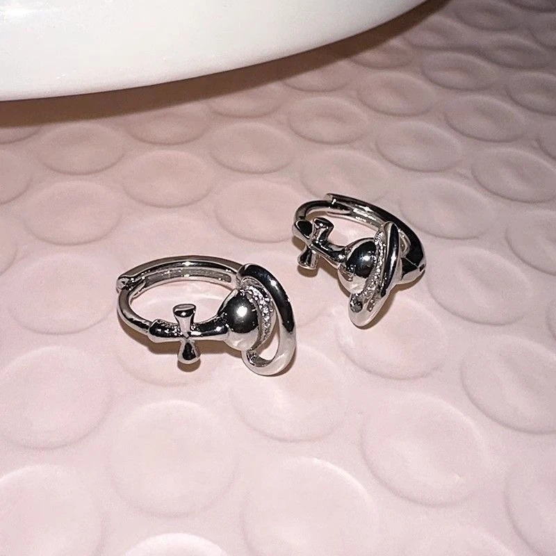 1 Paar Modische Planetenförmige Creolen für Damen, Exquisites Ohrschmuck-Set, Retro Einfache Elegante Ohrstecker – Detail 1