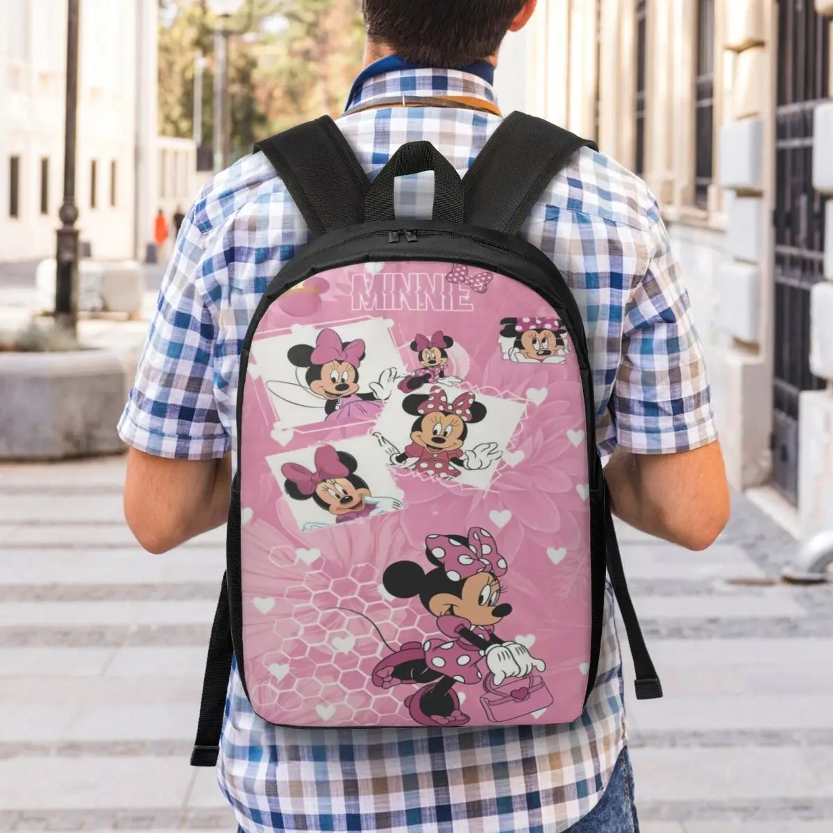 Custom Mickey Mouse Travel Backpack Men Women School Laptop Bookbag Minnie Mouse Heart College Student Daypack Bags