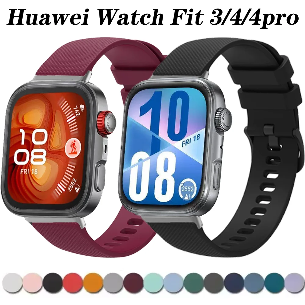 Спортивный силиконовый ремешок для часов Huawei Watch Fit 4/4pro, браслет для умных часов Huawei Watch Fit 4 3, сменный ремень Correa