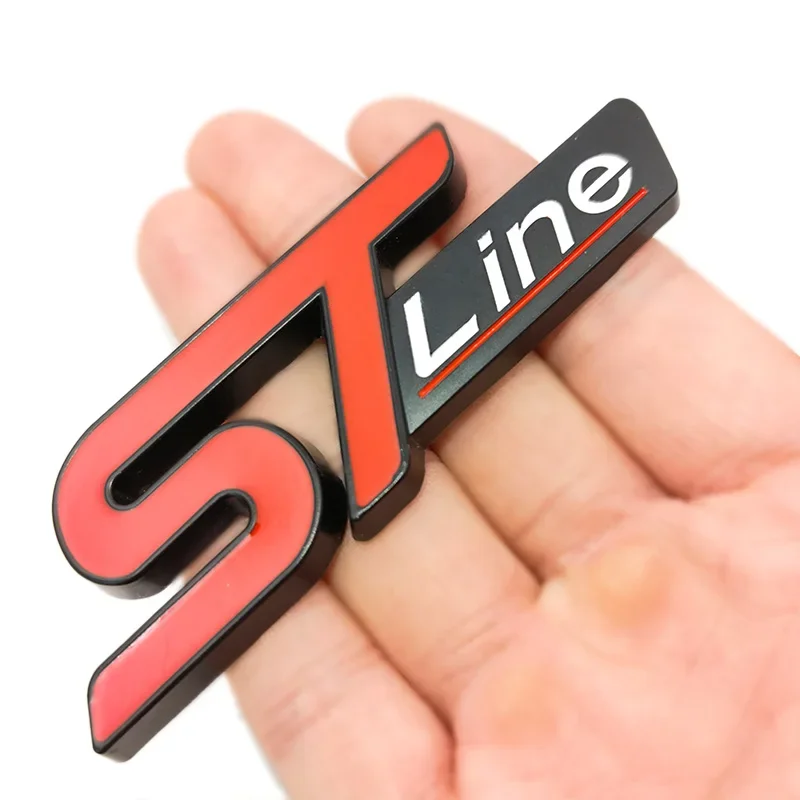 جديد معدن أحمر أزرق ST خط ملصق سيارة رئيس شعار شارة كروم ملصق لفورد فييستا التركيز مونديو السيارات سيارة التصميم #4