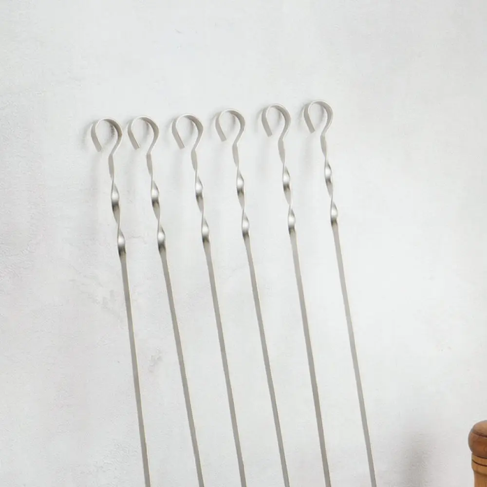 Reusable Stainless Steel Kabob Skewers Flat Metal Grill Needles Outdoor Camping Backyard BBQ Cooking Supplies