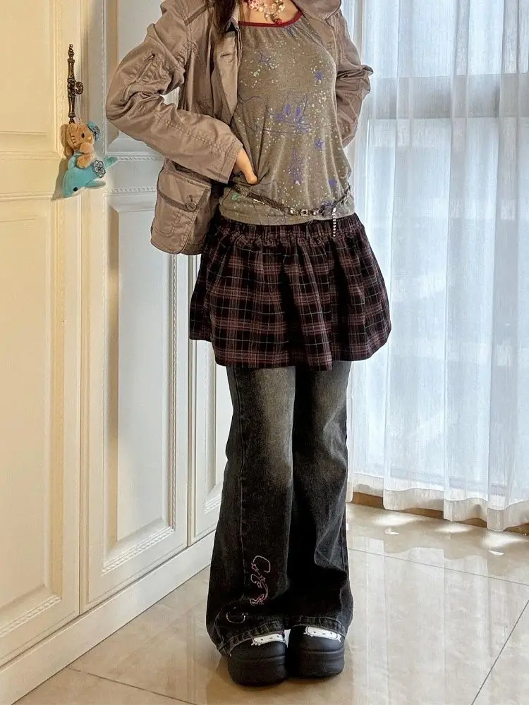 

Korean style Layering Slight Flare Jeans, Extra Long Floor-Length Design, Women's Fashion Bottoms