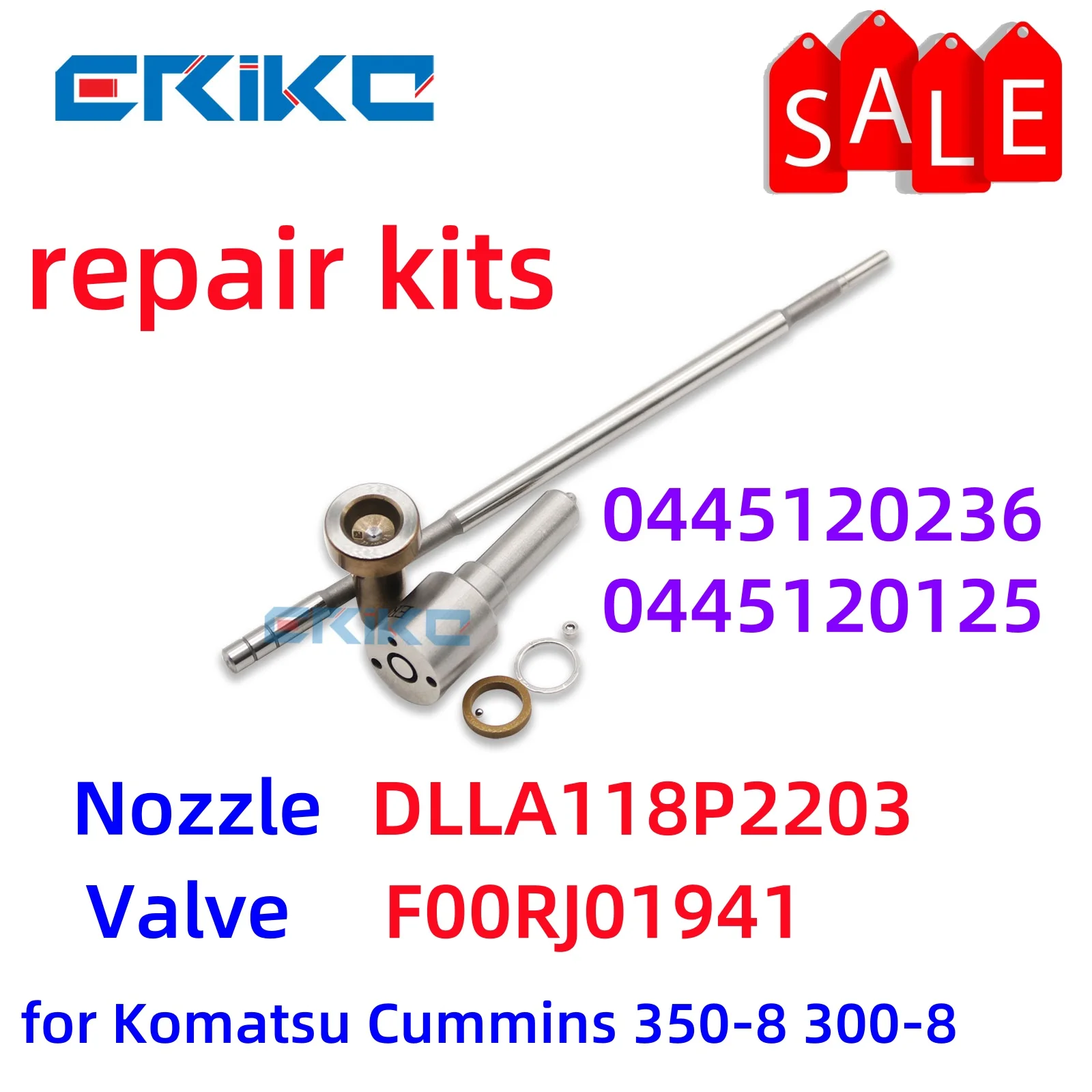 

0445120236 0445120125 Diesel Injector Repair Kits Nozzle DLLA118P2203 Valve F00RJ01941 for Komatsu Cummins 350-8 300-8
