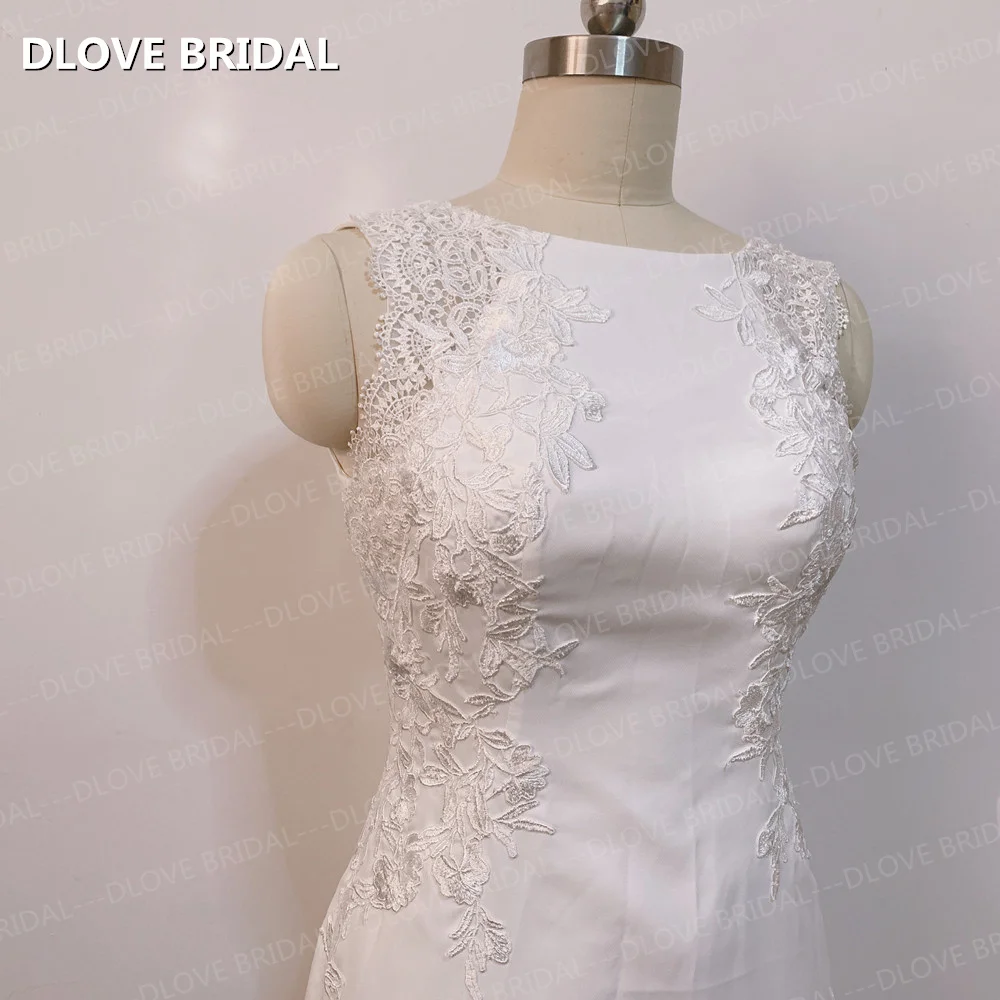 Vestido de novia de sirena con apliques de encaje único, vestido de novia sin espalda, hecho a medida de fábrica