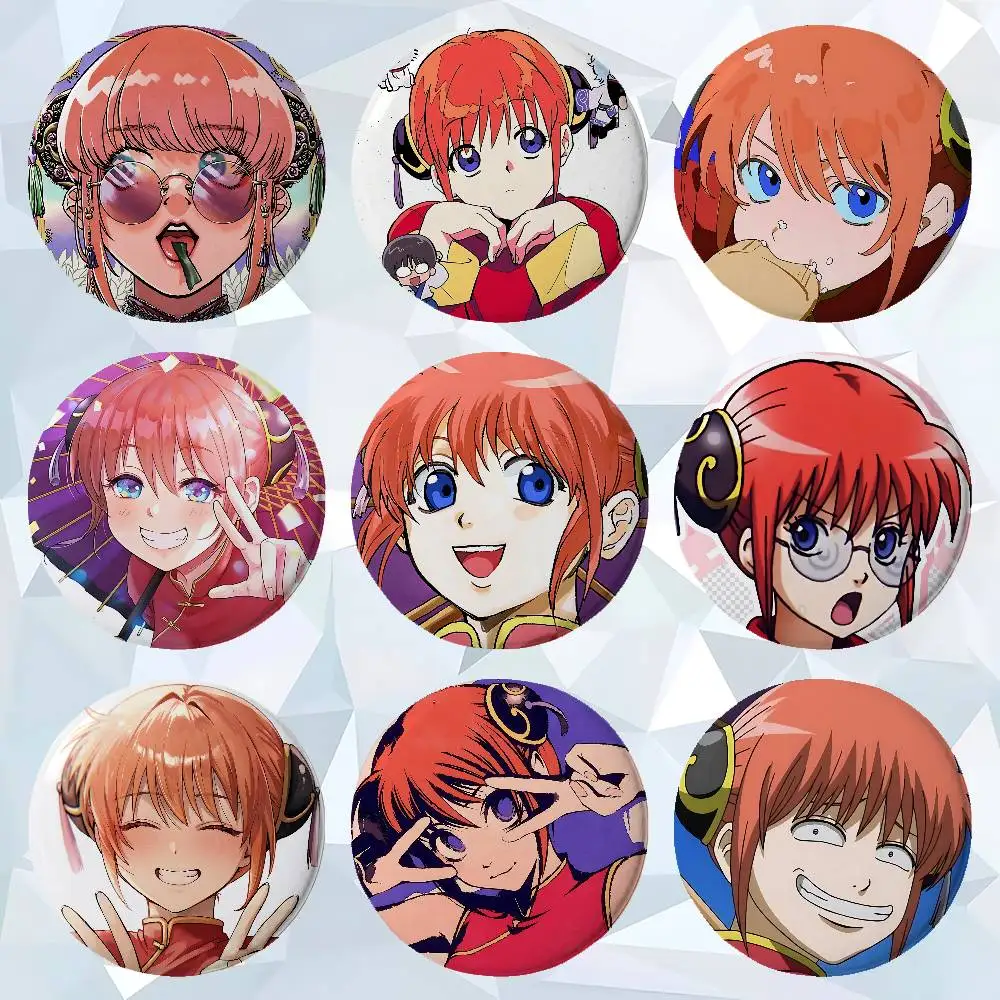 Anime K-Kagura Premium Tinplate Round Lapel Pins: Cute Badge Brooches For Shoulder Bag Accessories, Souvenir Gifts