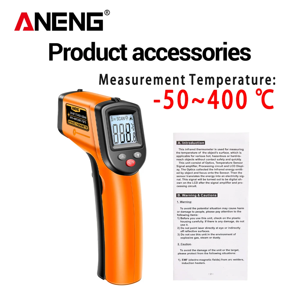 ANENG TH202/TH201 Temperatuur- en vochtigheidsmeetpistool Hoge precisie inductie-instrument voor duidelijke aflezing voor gebruik binnen en buiten
