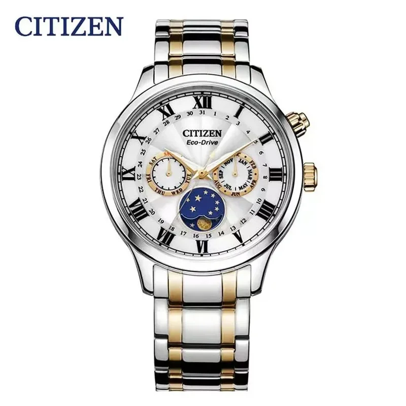 Original CITIZEN Starry Sky Watch Moon Phase for Men Date Multifunctional Business Waterproof Leather Strap New Quartz Watches