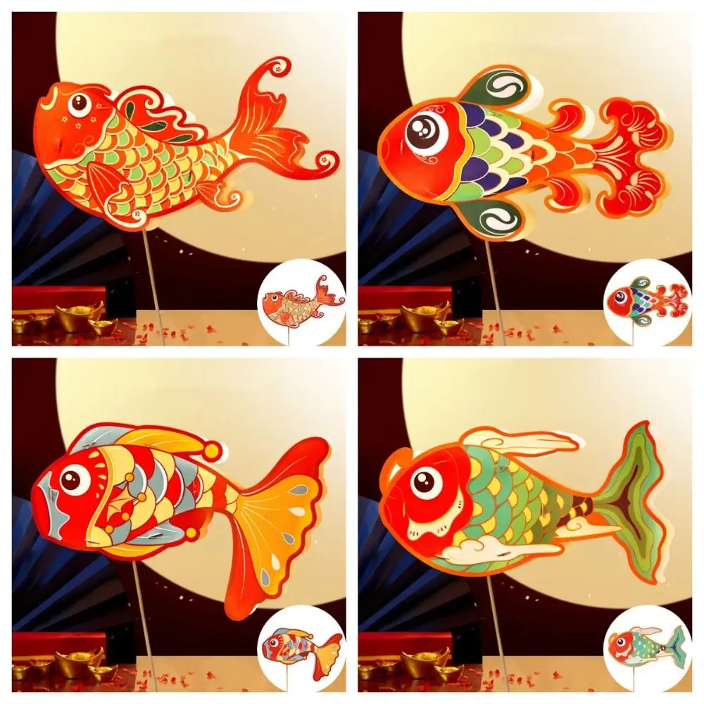 LED-Licht Kinder DIY Laterne Festival Laterne handgemachte leuchtende chinesische Stil Lampe Laterne tragbare leuchtende Koi Karpfen Fisch Laterne