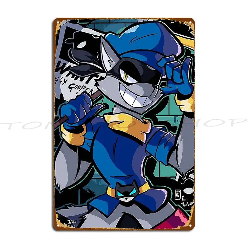 Sly Cooper and The Thievius Raccoonus Carmelita  Metal Plaque Poster Wall Cave Cave Retro Club Printed  Tin Sign Poster