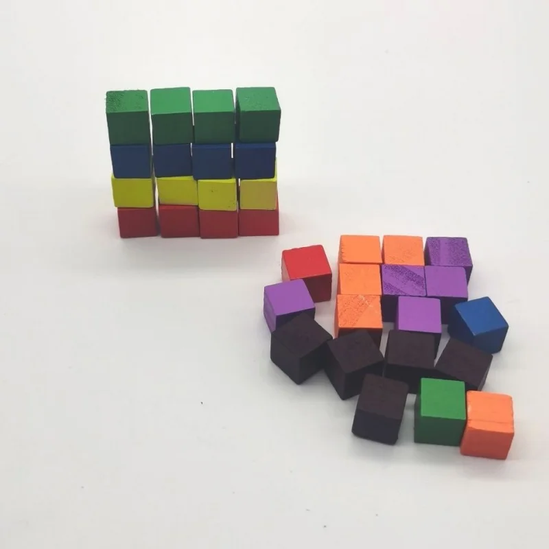 100Pcs/lots 10mm Wood Cubes Colorful Dice Chess Pieces Right Angle For Token Puzzle Board Games Early Education Free. shipping