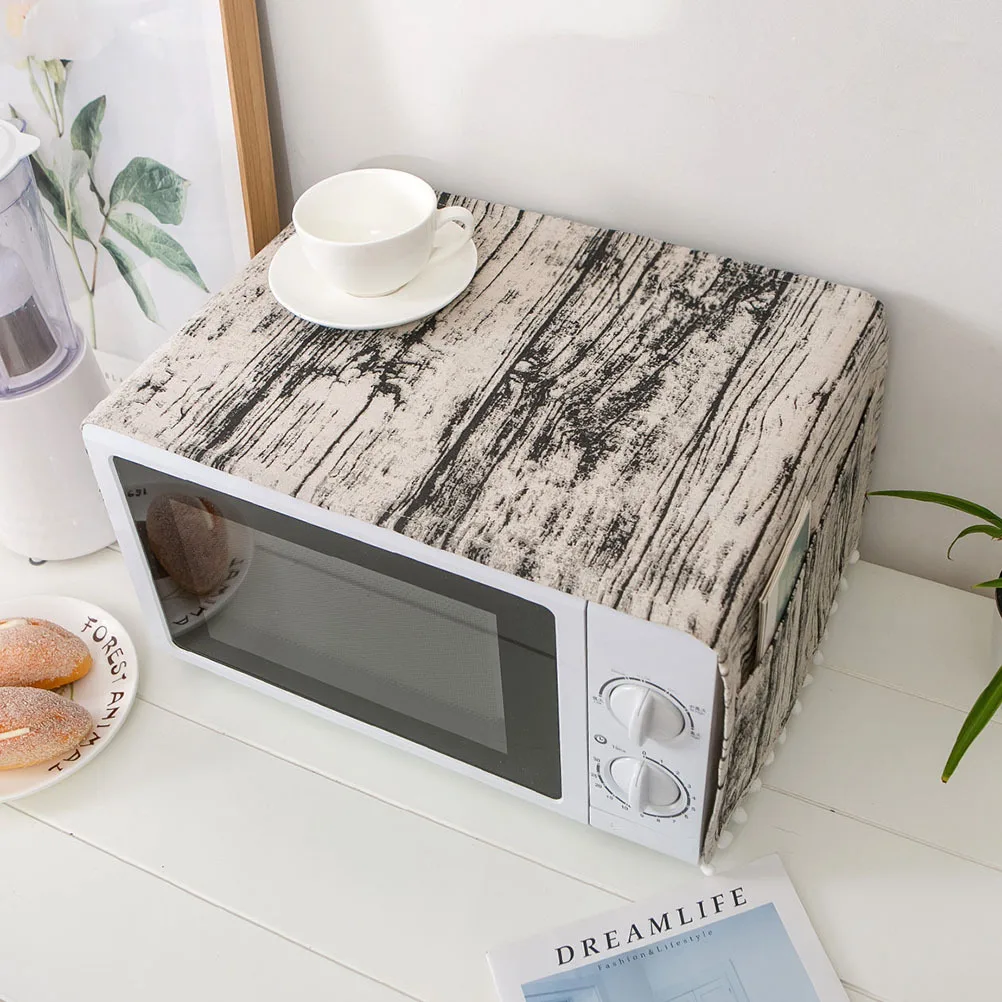 غطاء فرن الميكروويف 30X90 سنتيمتر نسيج الخشب نسيج القطن الغبار برهان غطاء محرك السيارة الواقي لأجهزة المطبخ خمر نمط مكافحة الغبار #3