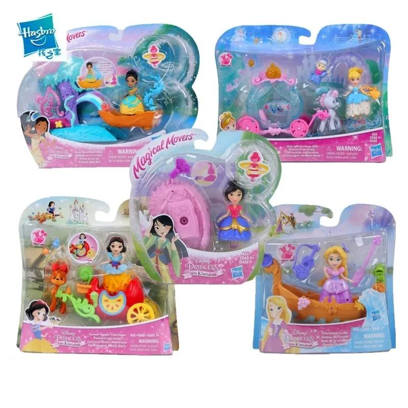 Hasbro Disney Anime Princess Mini Figures Carriage Set Snow White Boat Set Cinderella PVC Action Figures Toys Dolls Girls Gifts