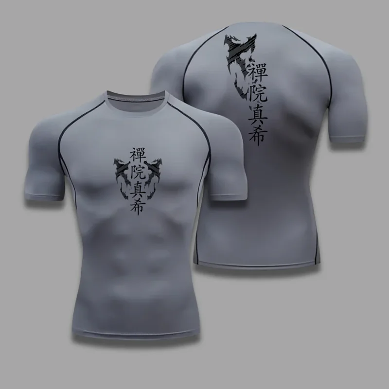 Kaus Kompresi Kaus Olahraga Lari Pria Kaus Lengan Pendek Atasan Pakaian Binaraga Pakaian Olahraga Gym Cepat Kering