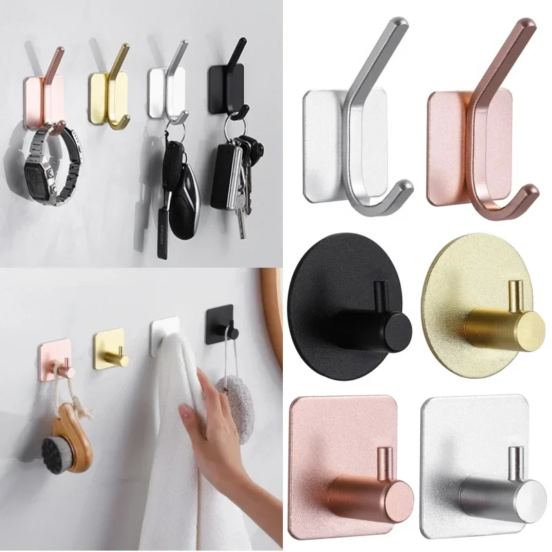 

10pcs Multipurpose Hook Set Alumima Practical Clothes Watch Key Bathroom Bedroom Kitchen Hook Bathroom Accessories Storage Tools