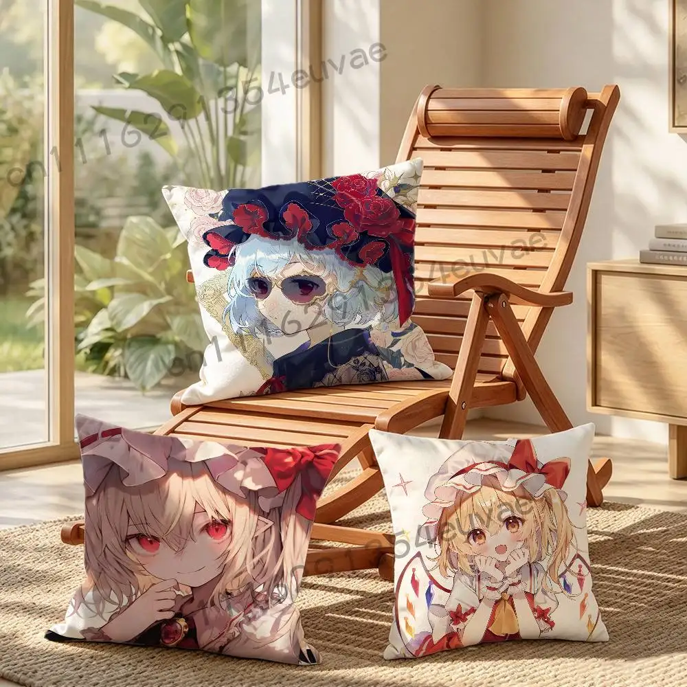 F-Flandre Scarlet Game Devil Decorative Pillowcase Square Pillowcase Home Office Decorative Cushion Cover
