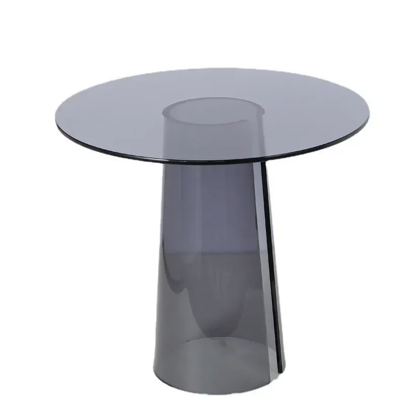 Light luxury modern coffee table simple Nordic small apartment, brown tempered glass round creative table