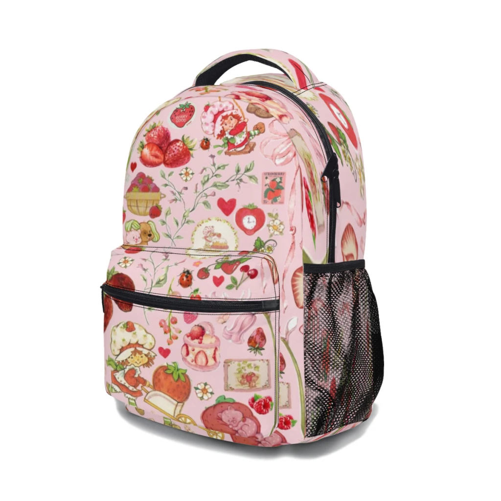 Nieuwe Modieuze Schattige-Cartoon-S-Aardbei-ShortcakePattern Schooltas Print Rugzak 17Inch