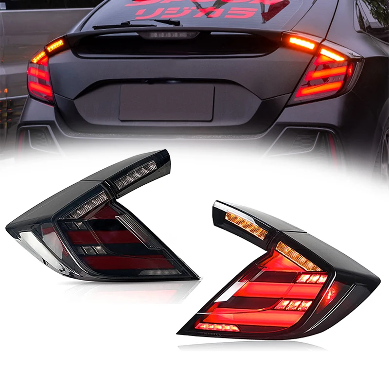 

2PCS LED Tail Lights Taillight For Honda Civic 2016-2021 Rear Lamp DRL + Dynamic Turn Signal + Reverse + Brake LED trunk lights