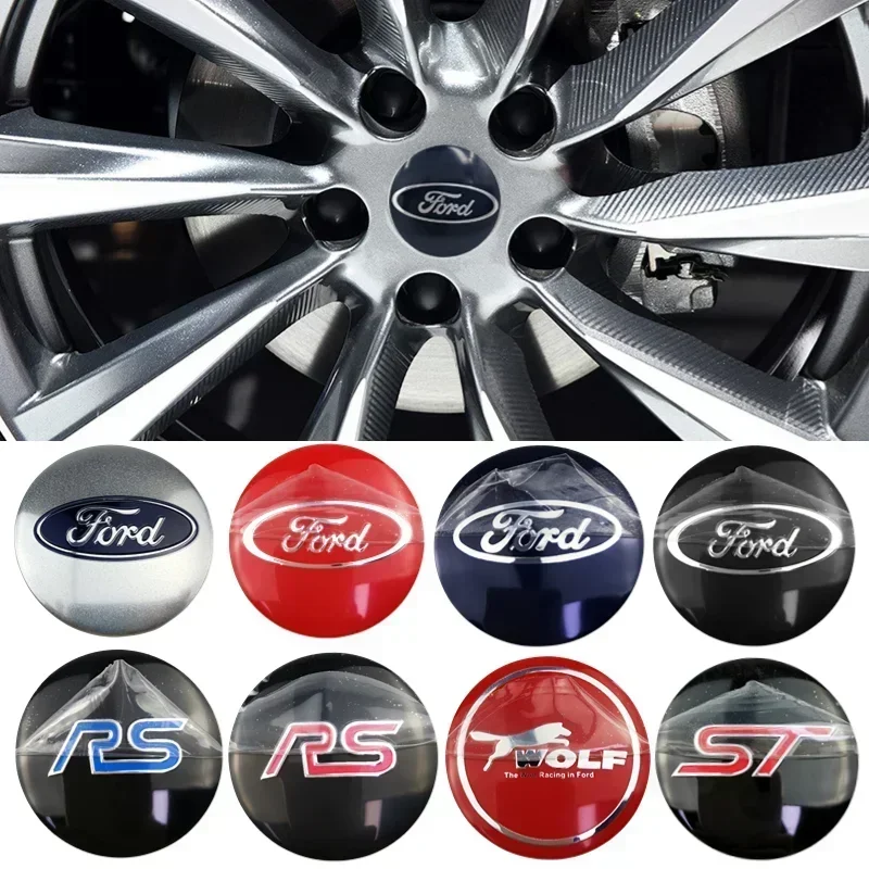 56mm Alloy Car Wheel Center Emblem Hub Sticker Decoration for Ford Mondeo Mustang Shelby Focus Fiesta MK7 Mk4 Fusion Kuga ST RS