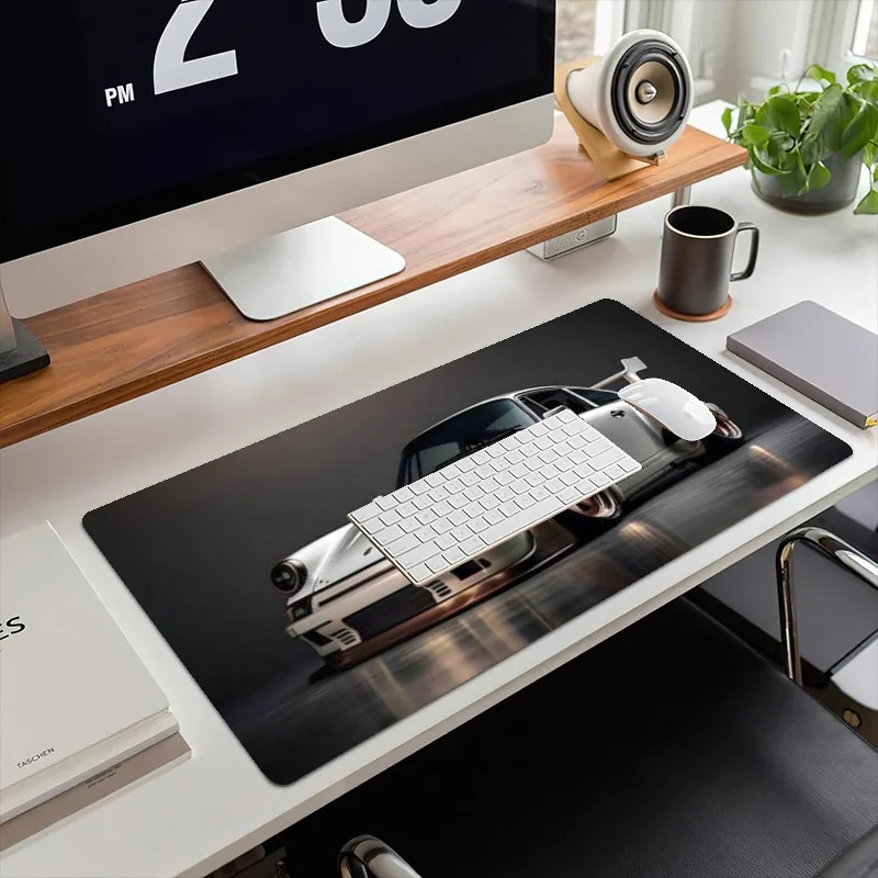 Alas Mouse Desain Otomotif Kelas Atas, Alas Mouse Karet Besar Anti Selip, Aksesori Meja untuk Kantor & Gamer, Alas Keyboard, Alas Dekorasi