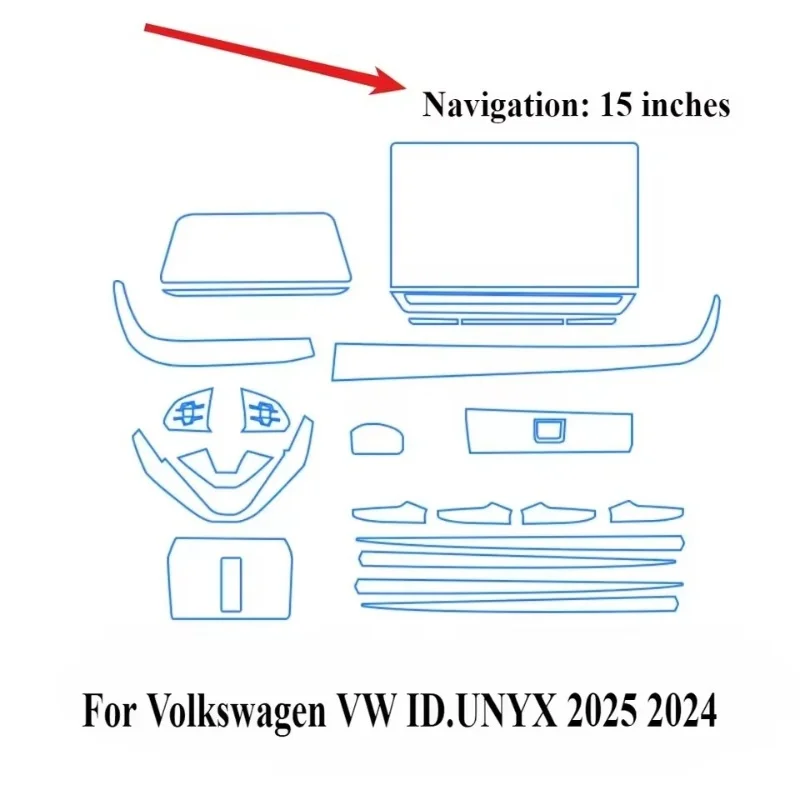 

Car Door Center Console Media Dashboard Navigation TPU Anti-scratch Protector Film For VW ID.UNYX 2025 2024 Car Interior Film