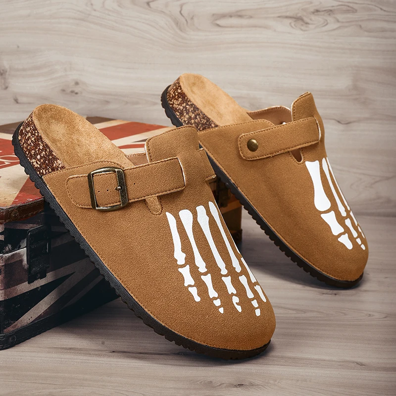 Neue modische Unisex-Hausschuhe mit runder Schnalle und halbgeschlossenem Design, attraktive und vielseitige Retro-Trend-Pantoffeln, einfach anzuziehen und auszuziehen, perfekt zum Ausgehen, modische Hausschuhe, bequeme Freizeitpantoffeln, für alle Jahreszeiten geeignet, Unisex-Stil – Detail 10