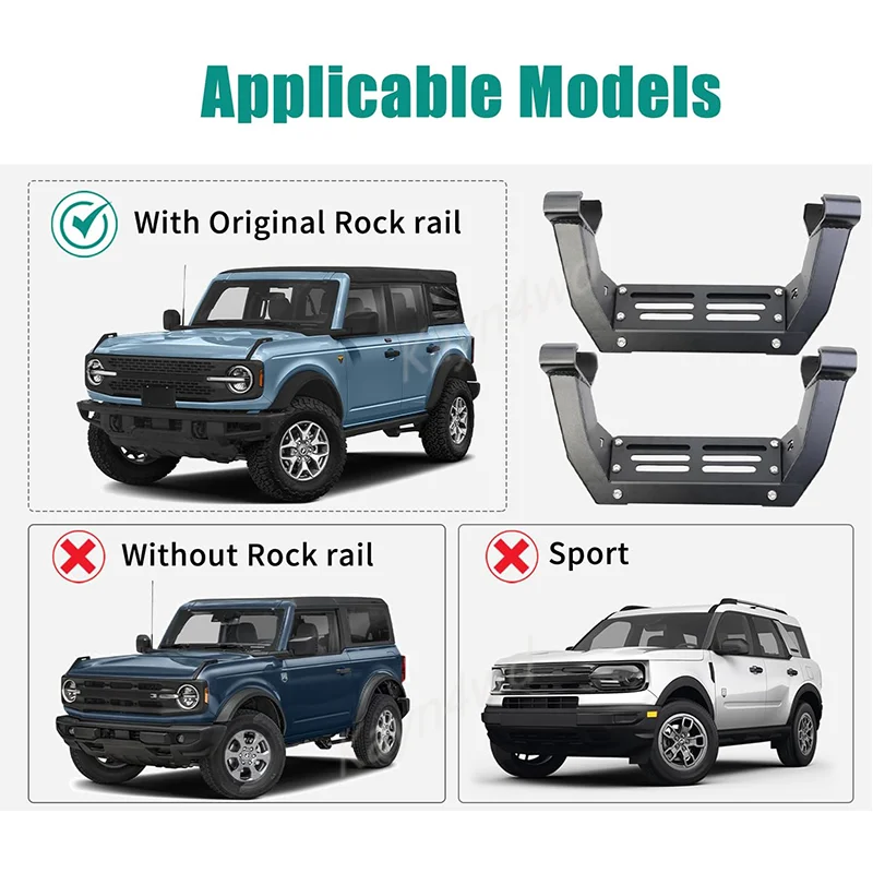 Off Road 4x4 Exterior Accessories Running Boards Side Step Non-Slip For Ford Bronco 2021-2025 2/4 Door with Original Rock Rail