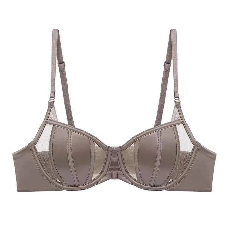 Women Underwear Bra Gather Small Breast and Thin Spring Summer Sexy Bra Front Buckle Pure Solid Intimate Clothing