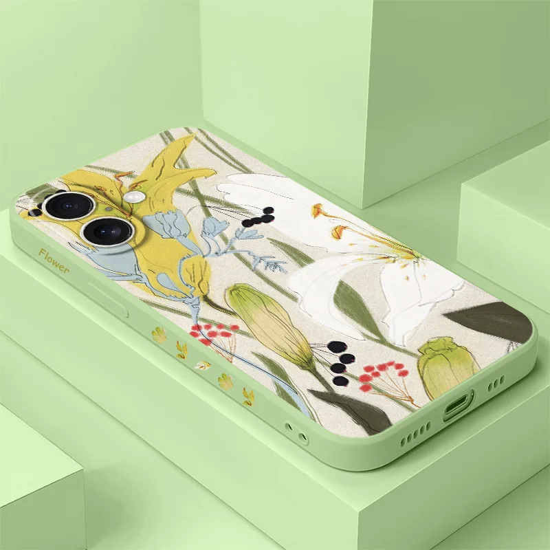 

Sweet Whisper Flower Phone Case For iPhone 17 Air 16 16e 15 14 13 12 11 X XR XS Plus Pro Max Mini Silicone Cover