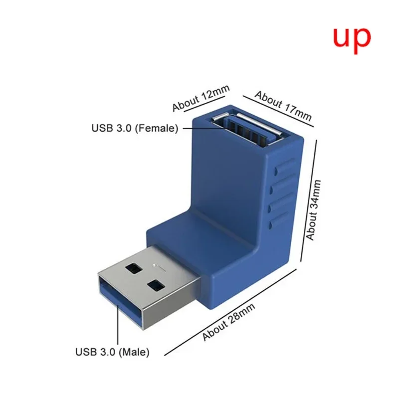 Najnowszy Hot USB męski do żeńskiego z lewym kątem 90 stopni Adapter USB3.0 męski do żeńskiego łącznika łokciowego