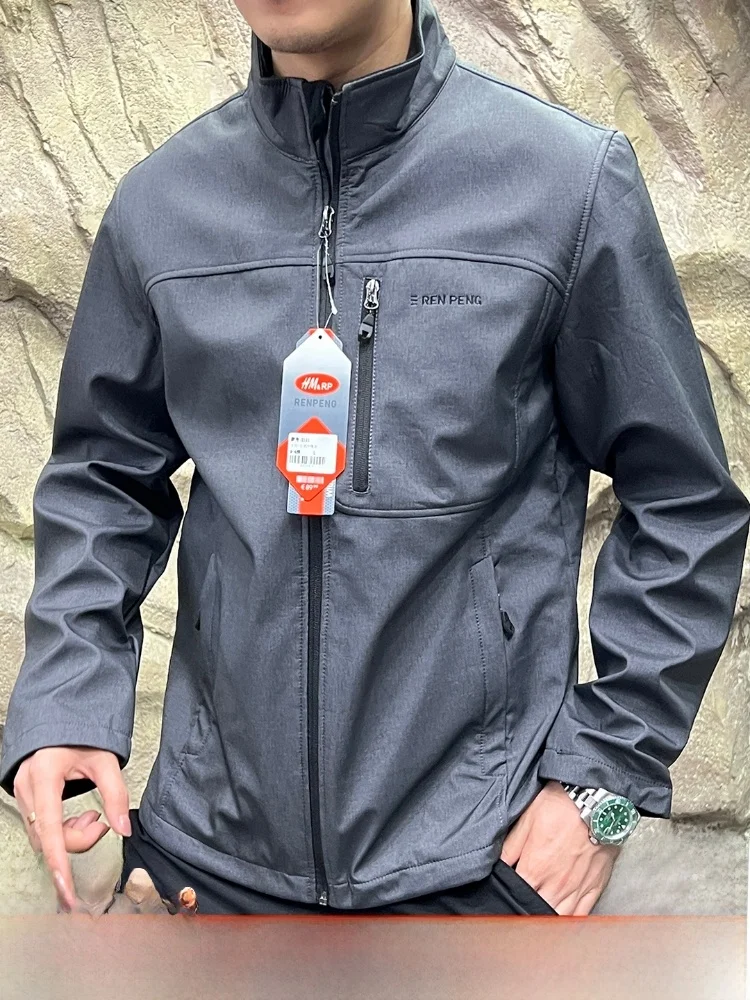 

Теплая куртка с воротником-стойкой на подкладке, ветрозащитная спортивная повседневная мужская мягкая одежда из полиэстера, аммиачное волокно