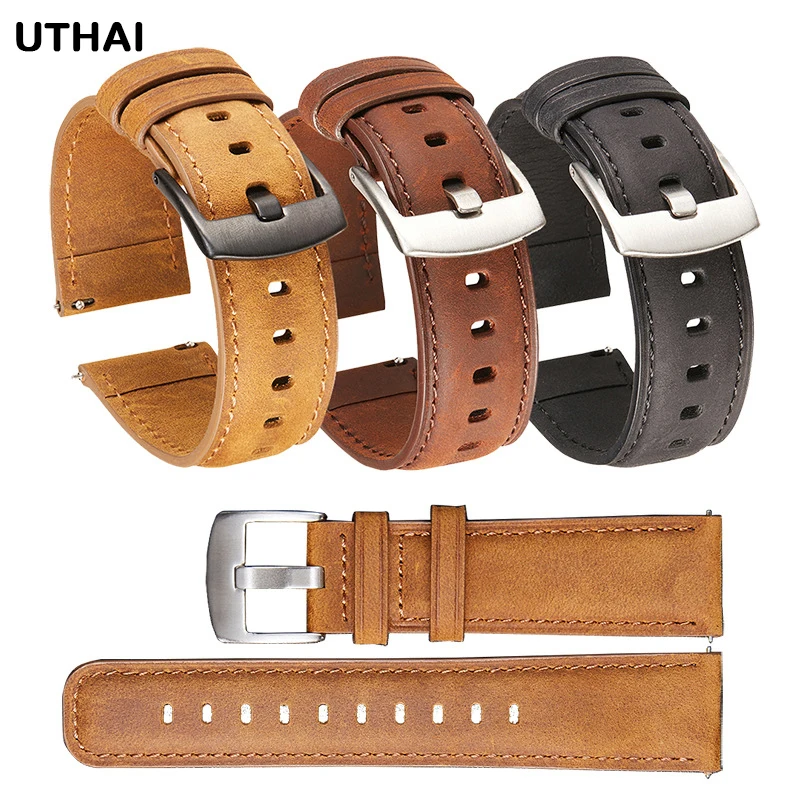 UTHAI Z85 hakiki dana deri WatchbandsSmart tutuşunu 20mm 22mm saat kayışı Samsung saat kayışı için Huawei izle