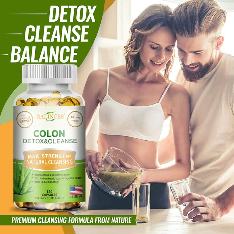 مكمل Balincer Cleanse and Detox - يدعم تنظيف الأمعاء وصحة الجهاز الهضمي للرجال والنساء، 120 كبسولة