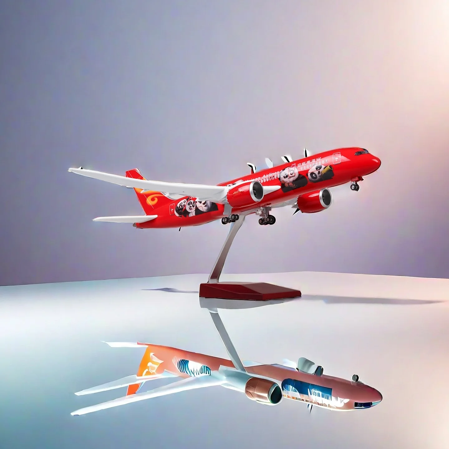 

Дисплей, детский игрушечный самолет, масштаб 43 см, литая под давлением модель B787 Hainan Airlines Panda 787, полимерный самолет Airbus со легкими колесами