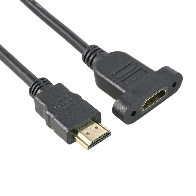 Cable de extensión 4K HDMI 2,0, 19+1 núcleos chapado en oro con orificio para tornillo, cable trenzado macho a hembra para transmisión de señal estable