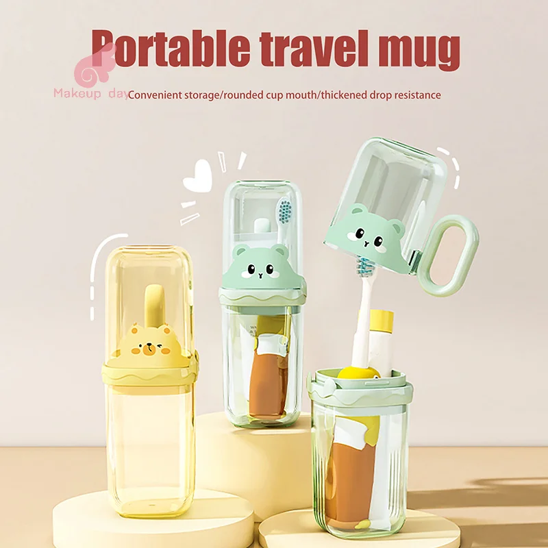 

Крышка чашки с рисунком из мультфильма, встроенная коробка для зубных щеток, портативный держатель для зубной пасты со слоном, держатель для зубных щеток, держатель для студенческого общежития