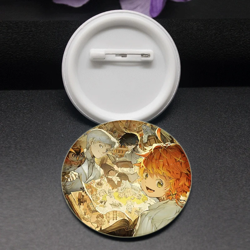 Anime The Promised Neverland Brooches Cartoon Figure Badge Round Button Pins Cosplay Souvenir Toy Cute Fans Handmade Gifts