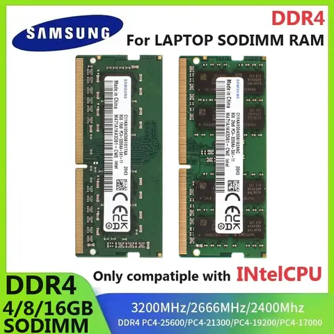 SAMSUNG mémoire DDR4 SODIMM RAM 4GB 8GB 3200MHz 16GB 2666Mhz 2400MHz Ram ordinateur portable mémoire pour Intel CPU PC4 2400T 2666V 3200 ordinateur portable