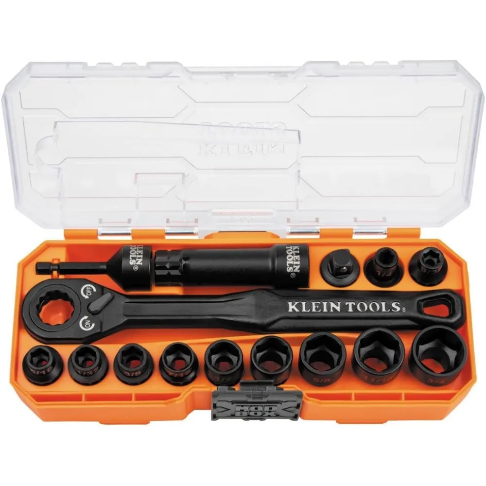 

15-Piece Pass Through Socket Set with MODbox Case, Impact Rated, 3/8-Inch Drive Adapter